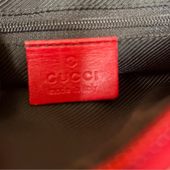 Vintage Gucci Mini GG Canvas Bag Red Leather Trim | Rare Structured Top Handle - Picture 6 of 7